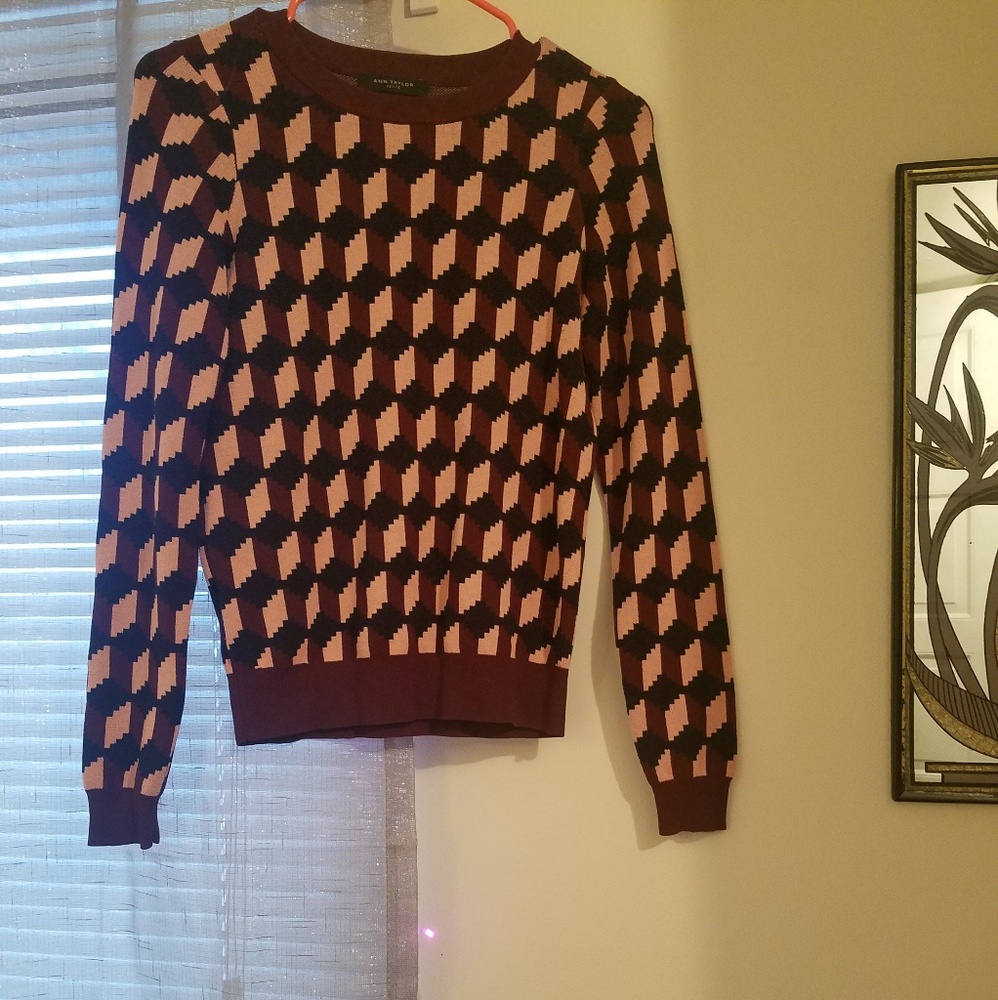 Ann Taylor Knit Geometric Pattern Sweater
